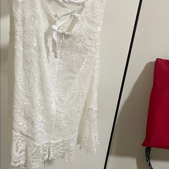 White Lace Tie-Back Summer Dress - Picture 3 of 5